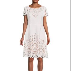FOCUS BY SHANI Laser Cut Fit & Flare Dress
